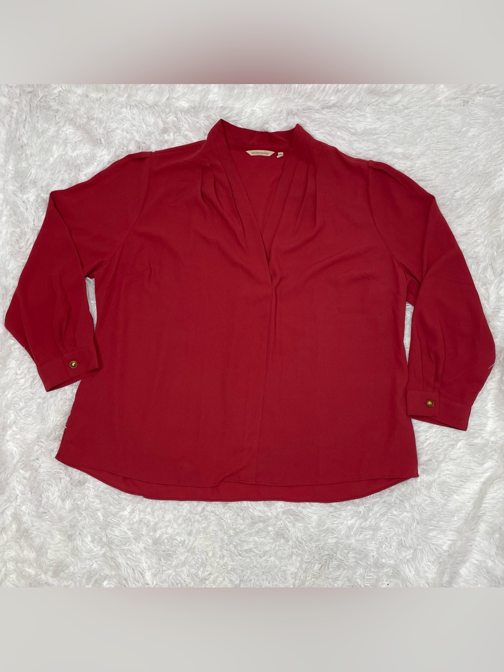 Soft Surroundings Women’s Plus Size 3XL Blouse V-Neck Long Sleeve Shirt Office